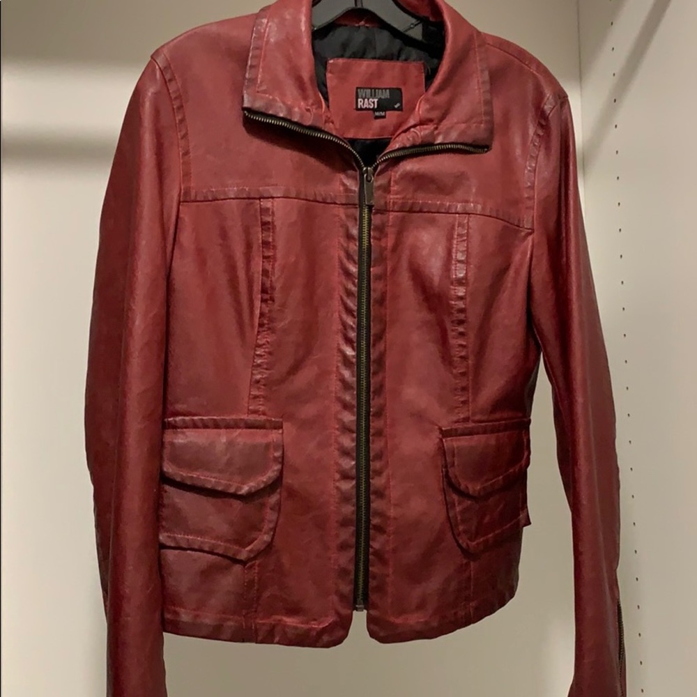 William east red faux leather jacket